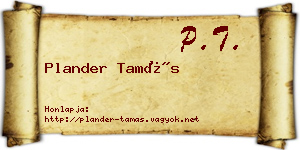 Plander Tamás névjegykártya
